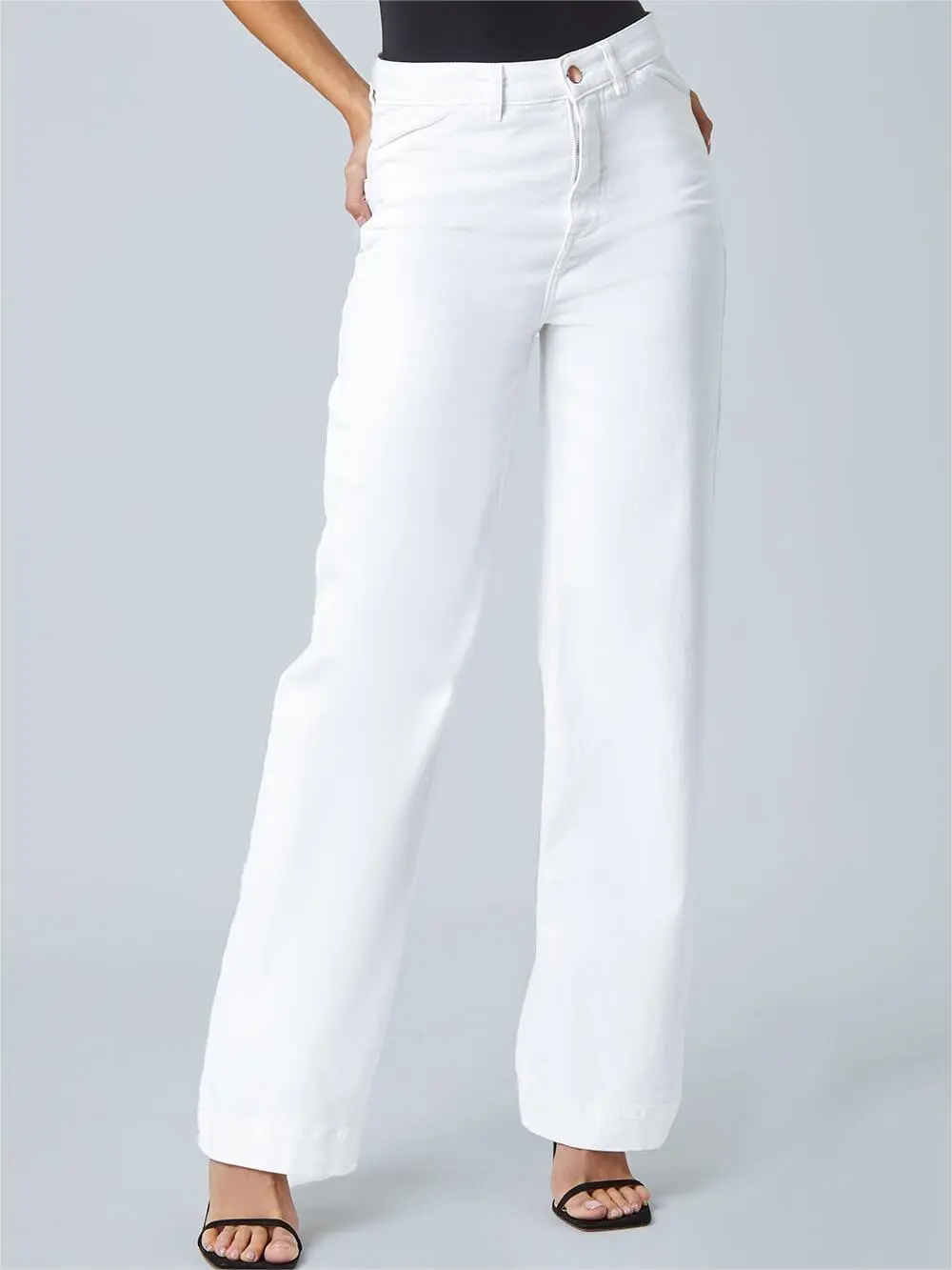 Business-Style White Wide-Leg Pants