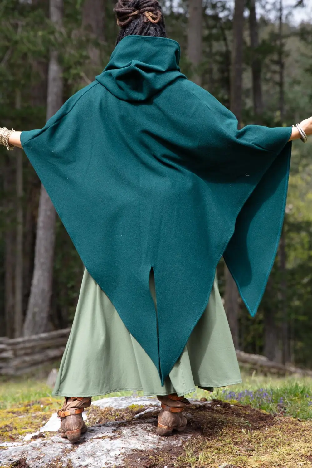 Druid Poncho - Wool - Forest Green