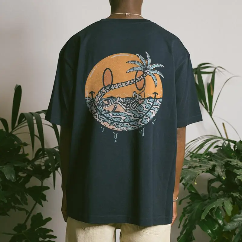 Skeleton Coconut Island Printed Men's T-shirt