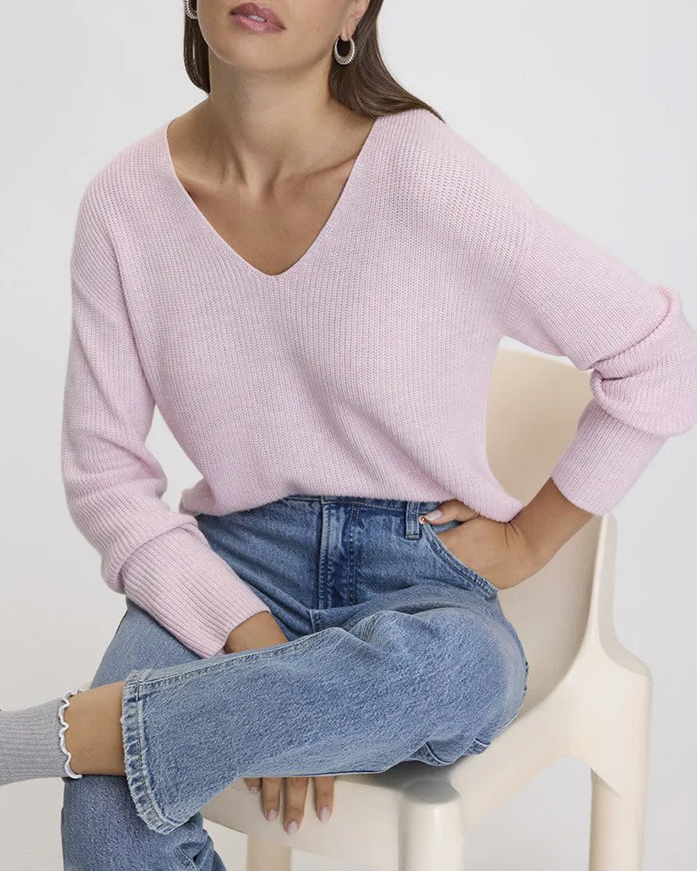 Cashmere-Blend V-Neck Sweater