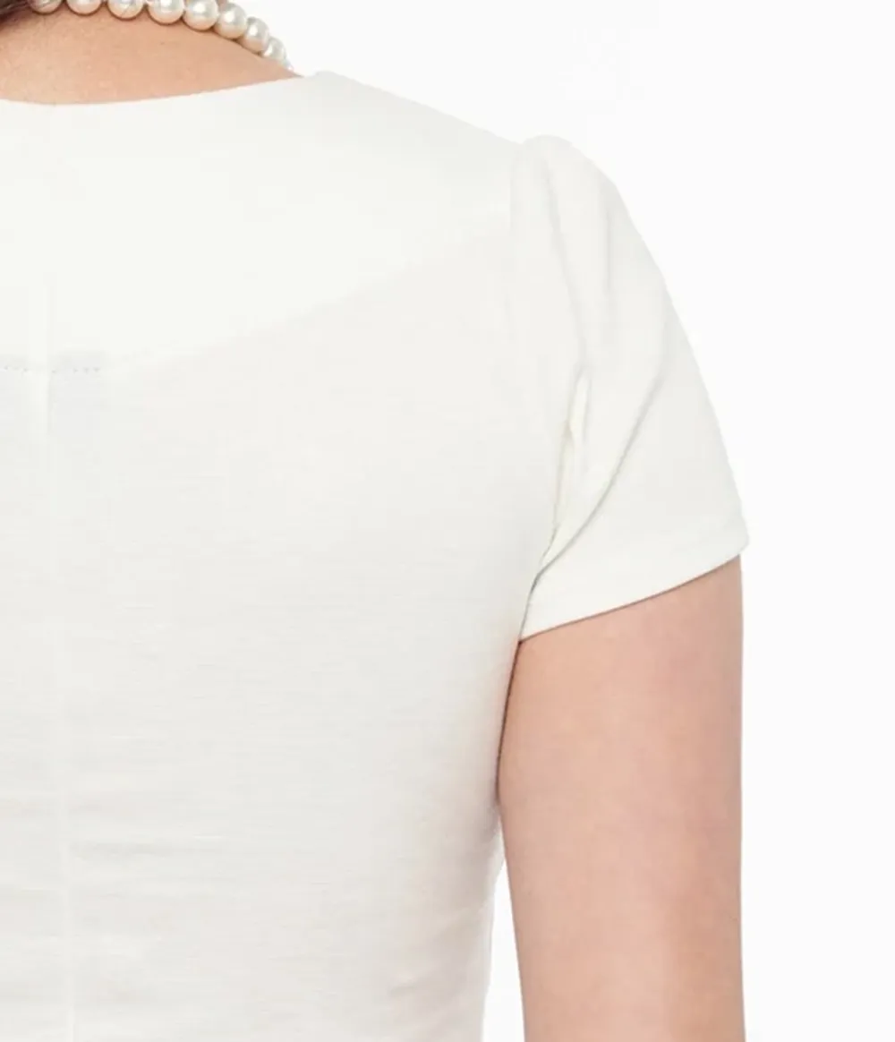 Steady 1950s White Short Sleeve Knit Sophia Top