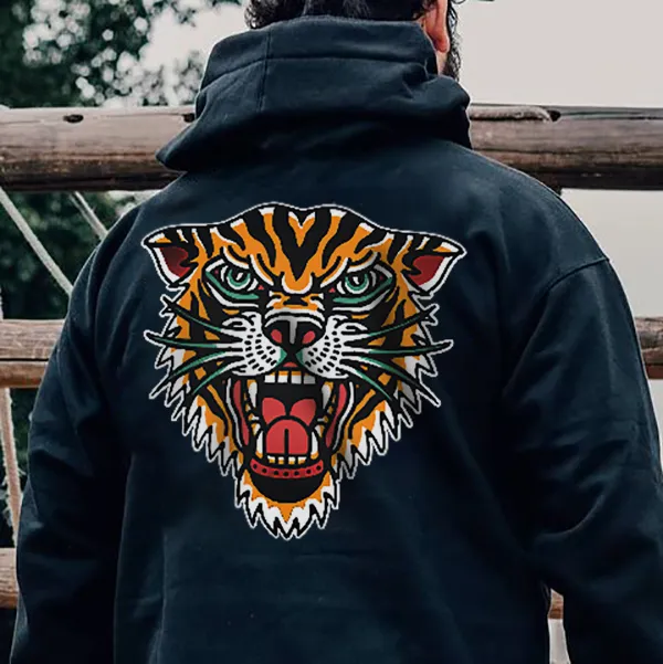 Retro Ferocious Tiger Print Fashion Hoodie