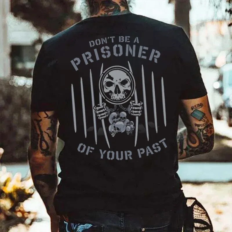 Don't Be a Prisoner Of Your Past Skull Printed Men's T-shirt