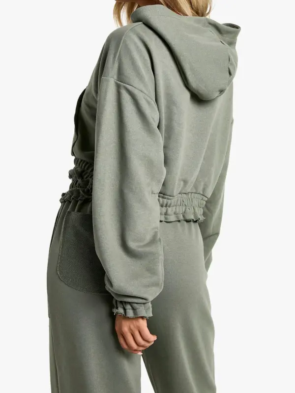 REVERSE LOOPBACK DETAIL CROPPED HOODIE