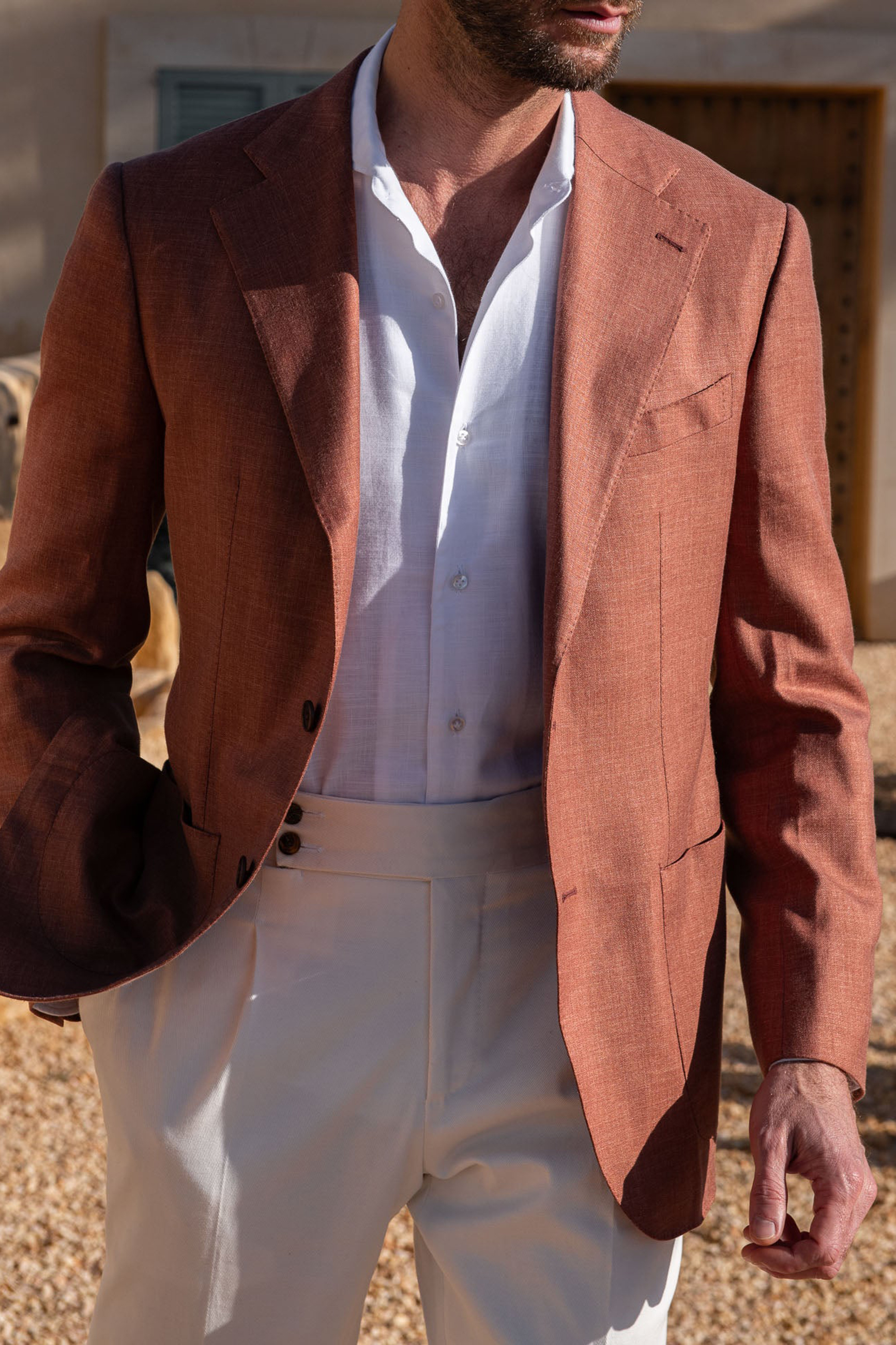 Rusty Wool Linen And Silk Jacket