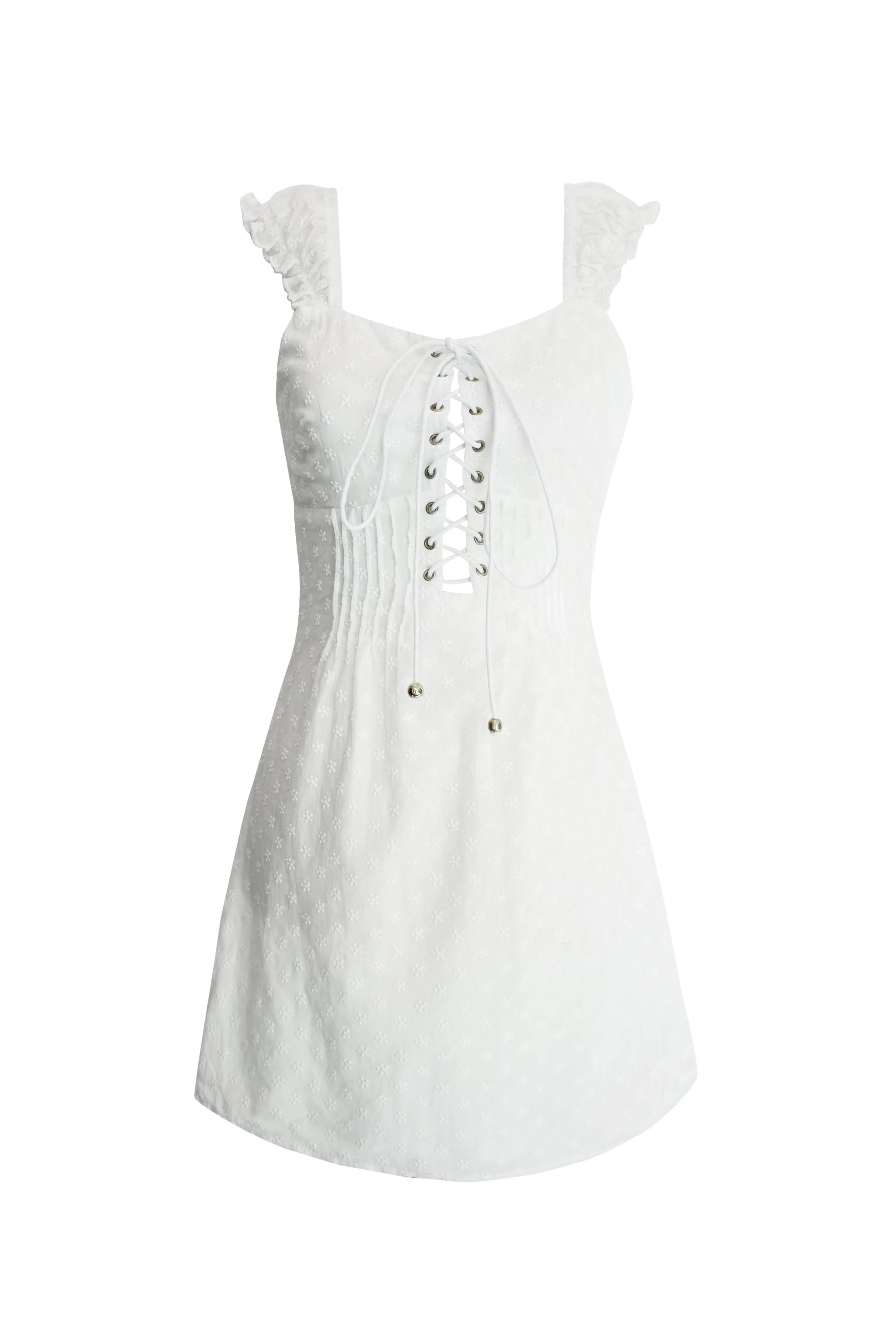 White Lace Square Neck Dress