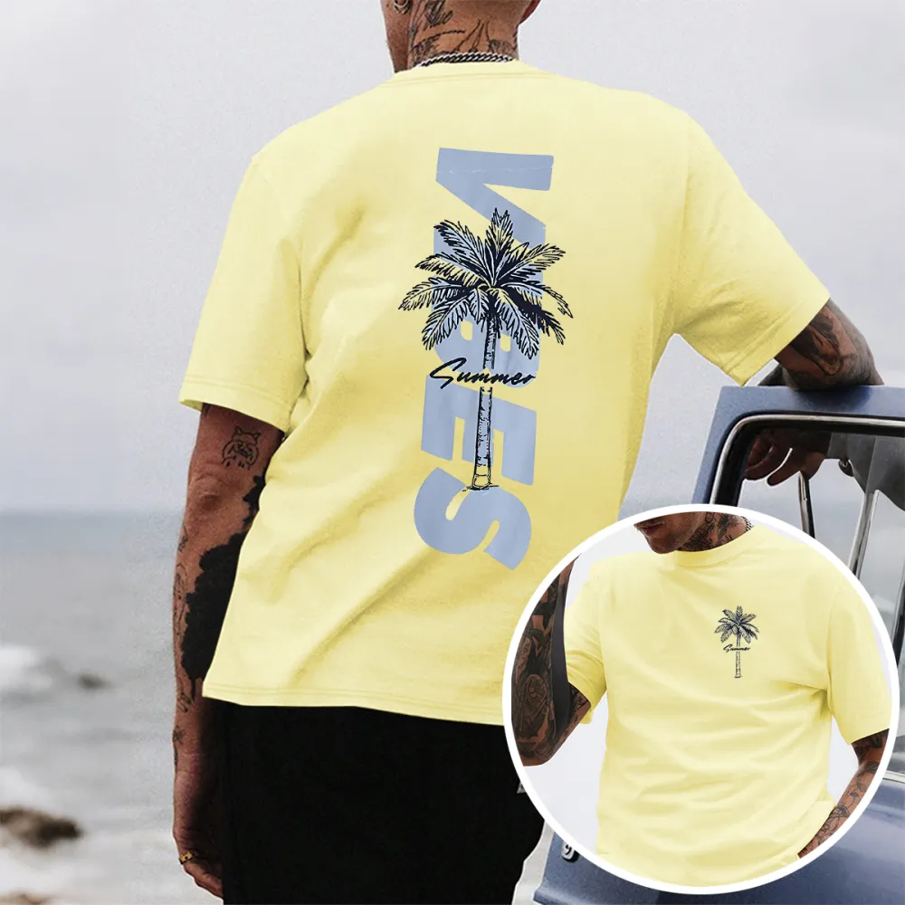 For Men Graphic Crew Neck Coconut Palm Trees T-Shirt