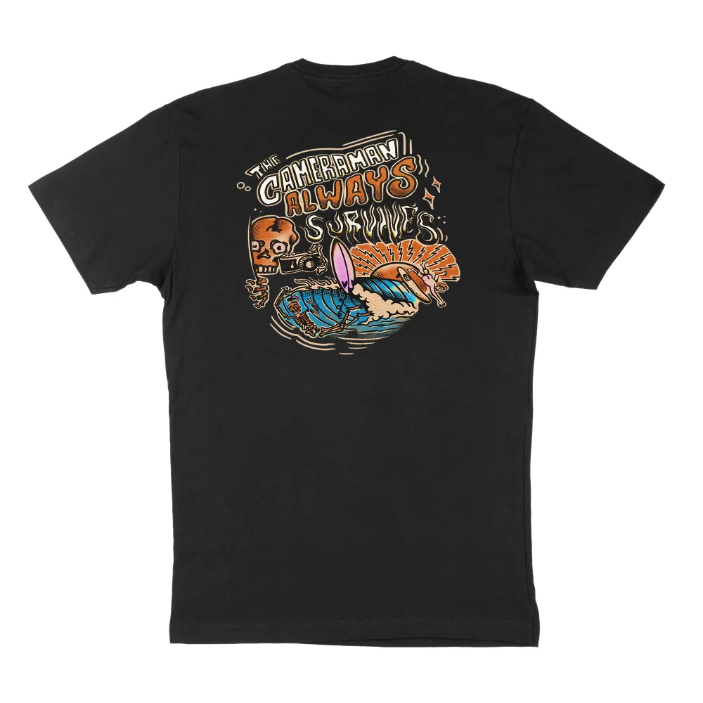 Pure Cotton Photographer T-Shirt With A Round Neck And Casual Short-Sleeved Top