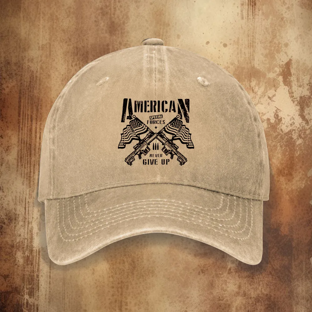 American Flag Victory Logo Washed Cap