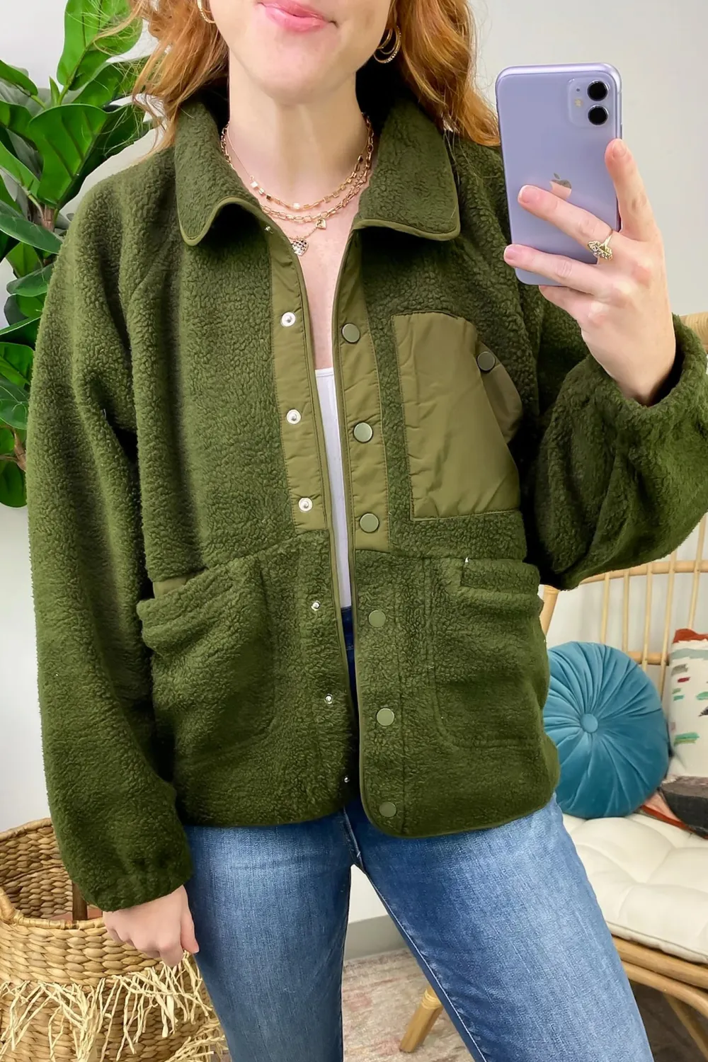 Coziest Option Fleece Snap Button Jacket