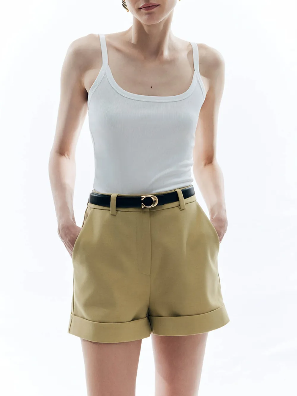Hemming High Waist Shorts Without Belt