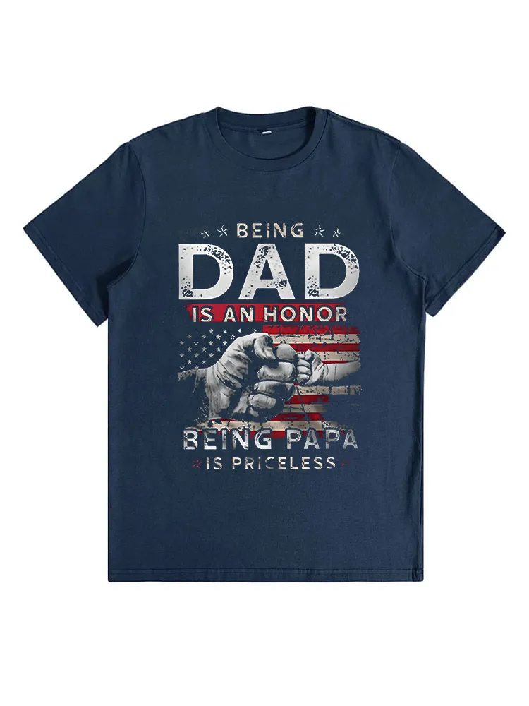 Being Dad Is An Honor Papa Is Priceless US Flag Fist Bump T-Shirt
