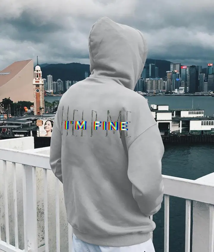 Help Me I'm Fine Print Fun Monogram Hoodie