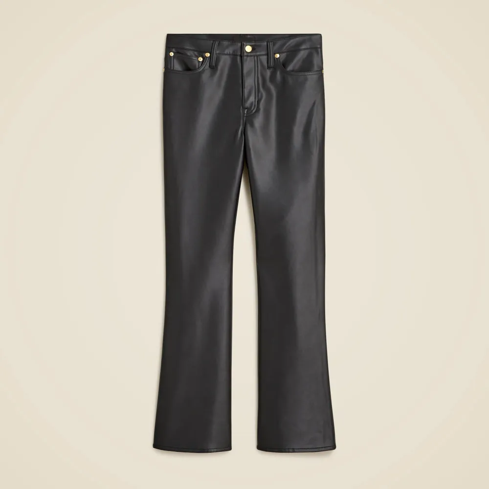 High-rise bootcut pant in faux leather