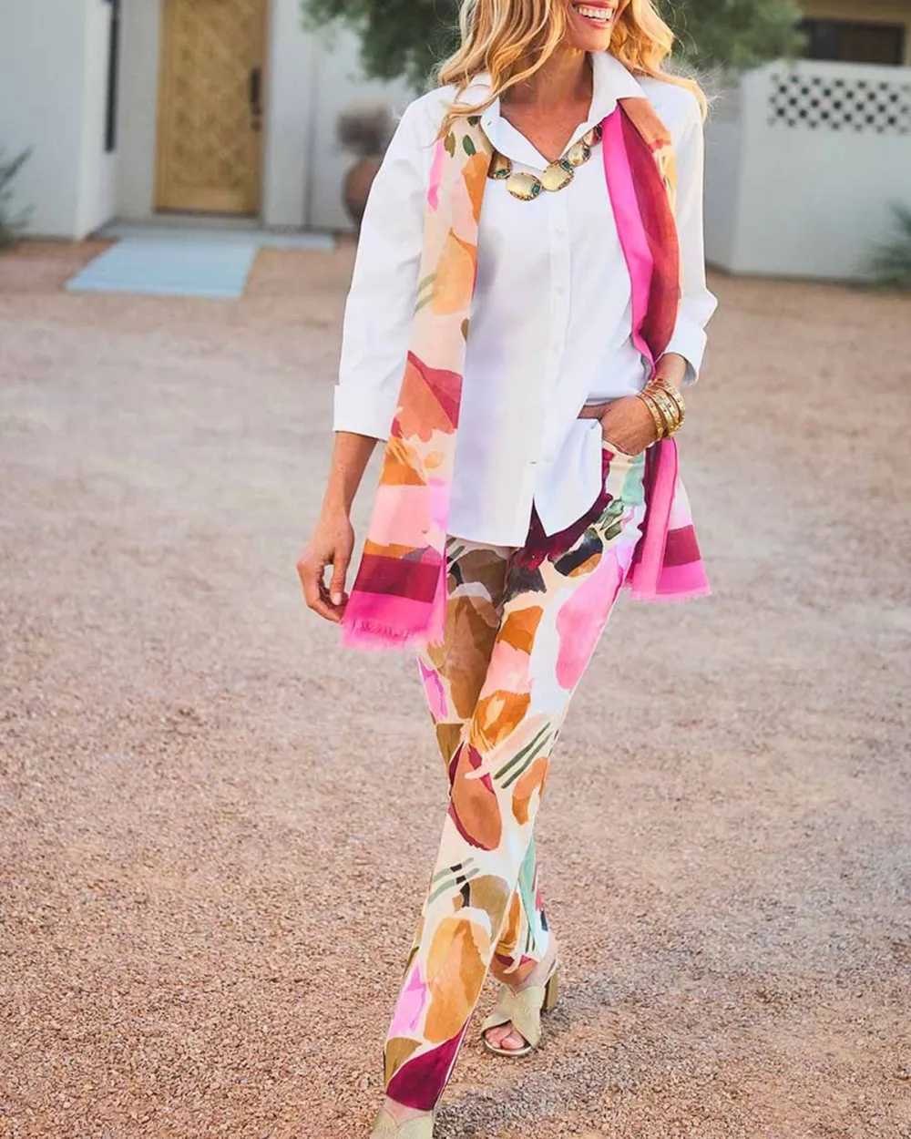 Multicolor Abstract Print Slim Fit Trousers