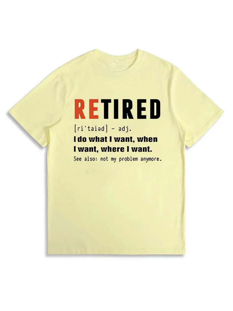 Funny Retired Definition Cotton Short Sleeve Graphic T-Shirt