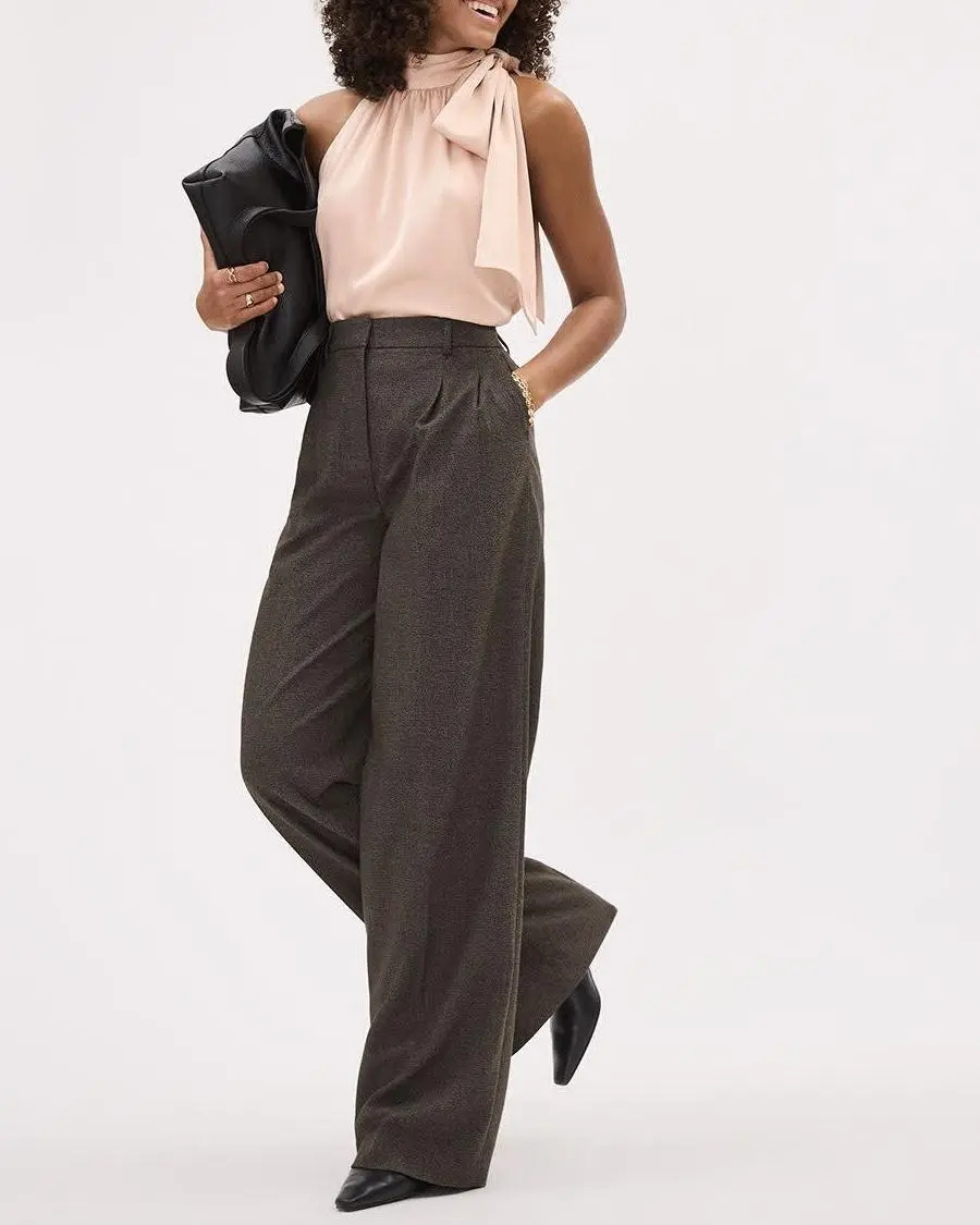 Tweed Wide-Leg High-Rise Pant