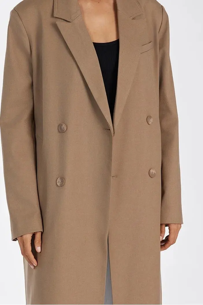 CELINA TAN WOOL BLEND COAT