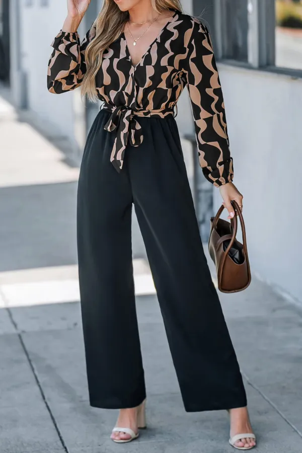 Long Sleeve Top & Tapered Leg Pants Jumpsuit