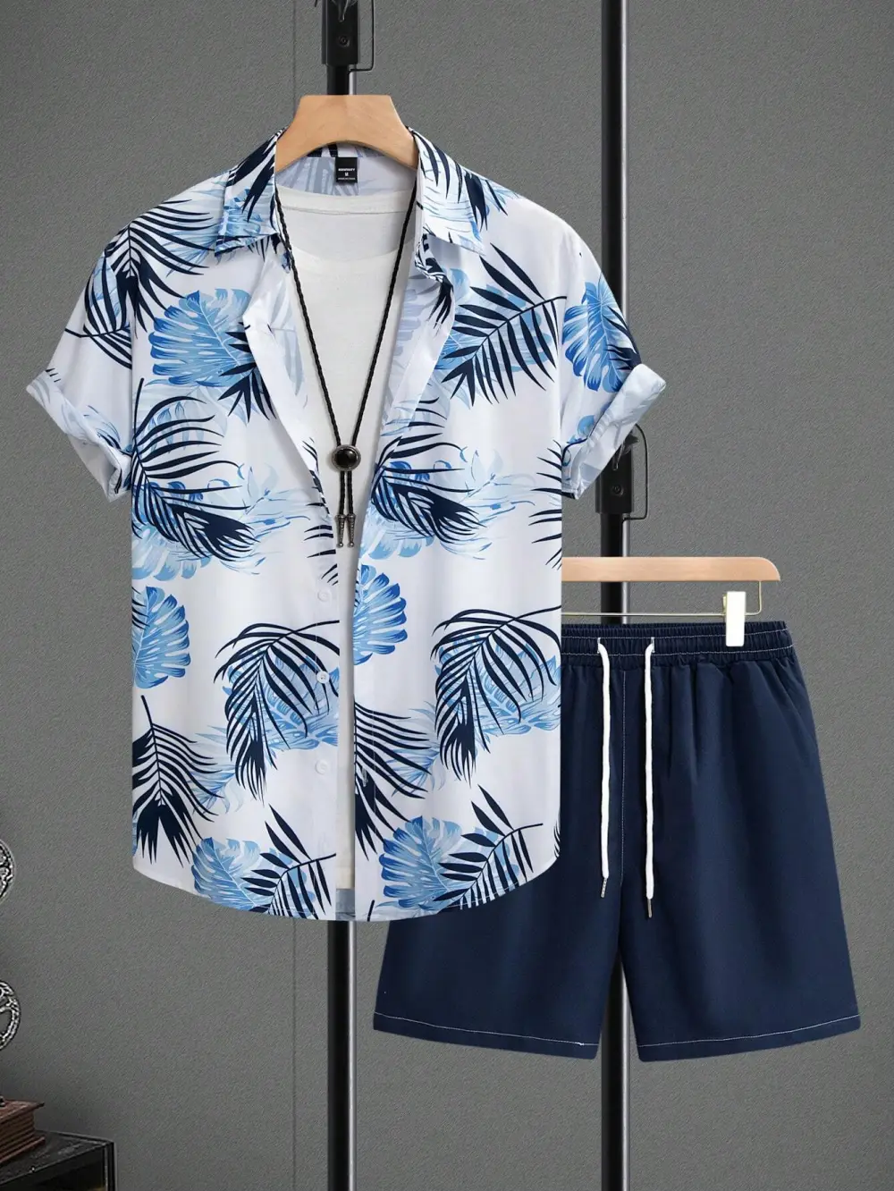 2pcs Men's Floral Print Shirt And  Pocket Shorts Set Men Summer Outfits