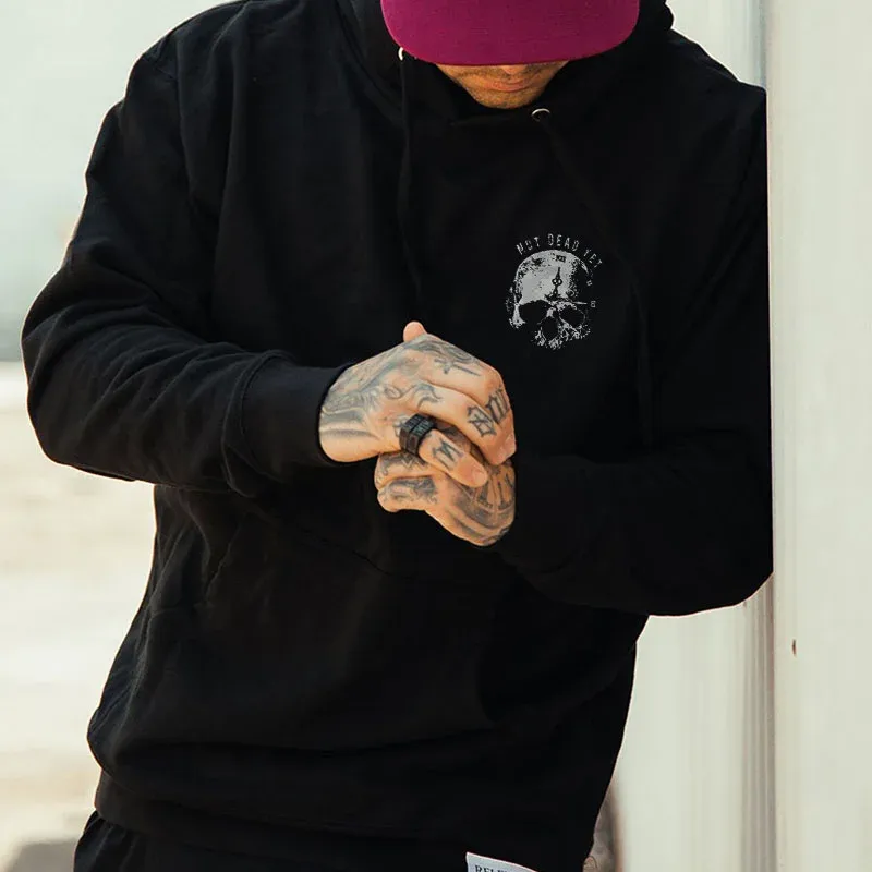 NOT DEAD YET Live Clock Casual Graphic Black Print Hoodie