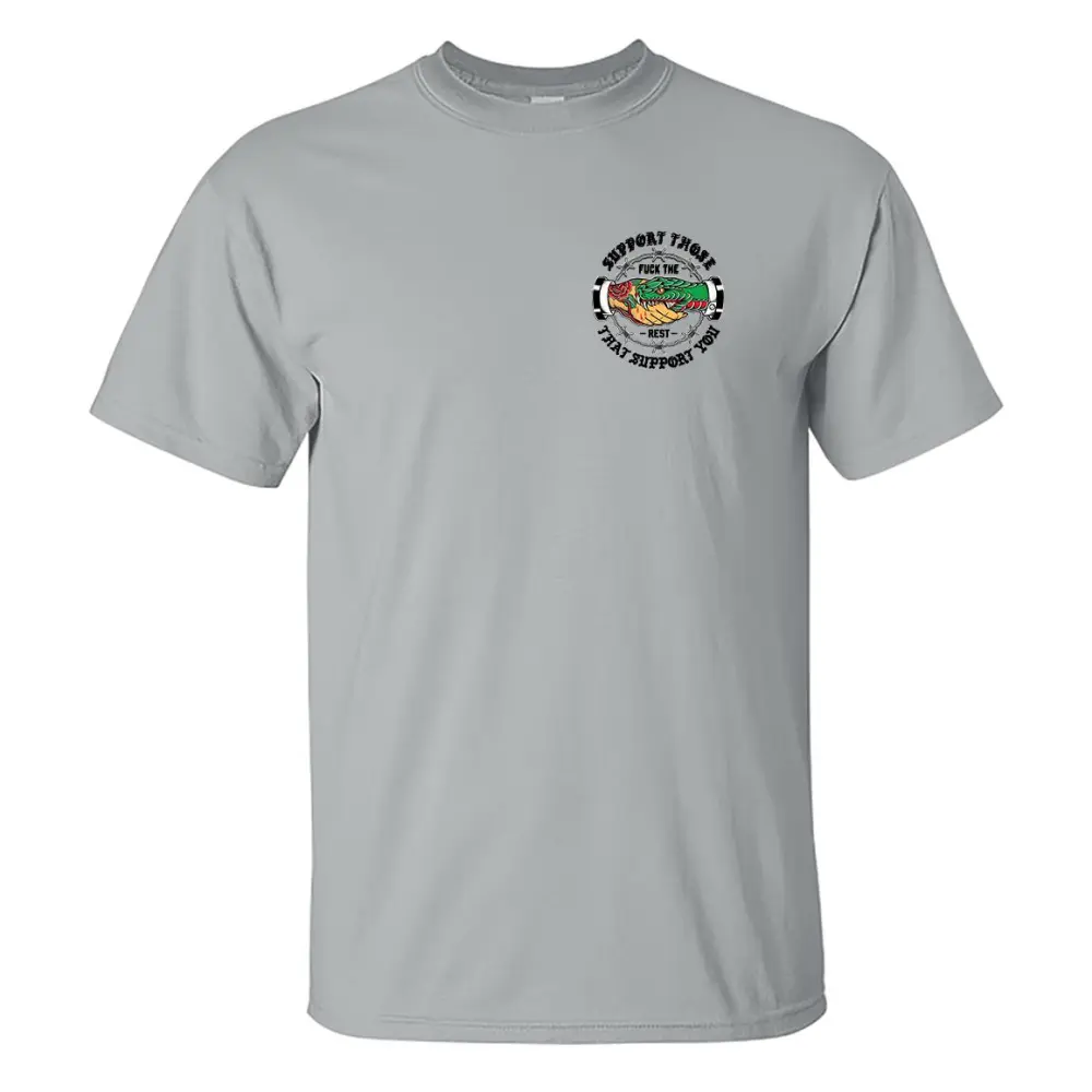 SUPPORT THOSE THAT SUPPORT YOU Snake Graphic Black Print T-shirt