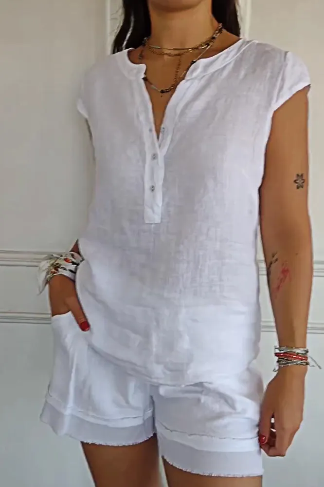 Women's cotton and linen casual top