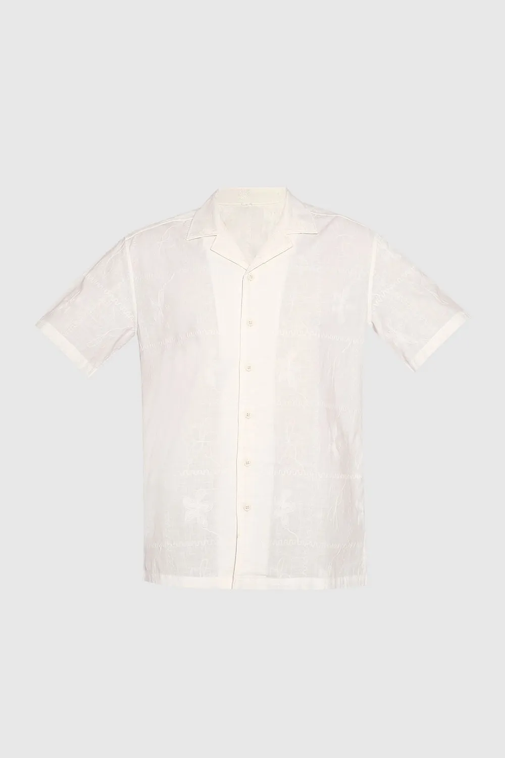 White Embroidered Cotton Shirt