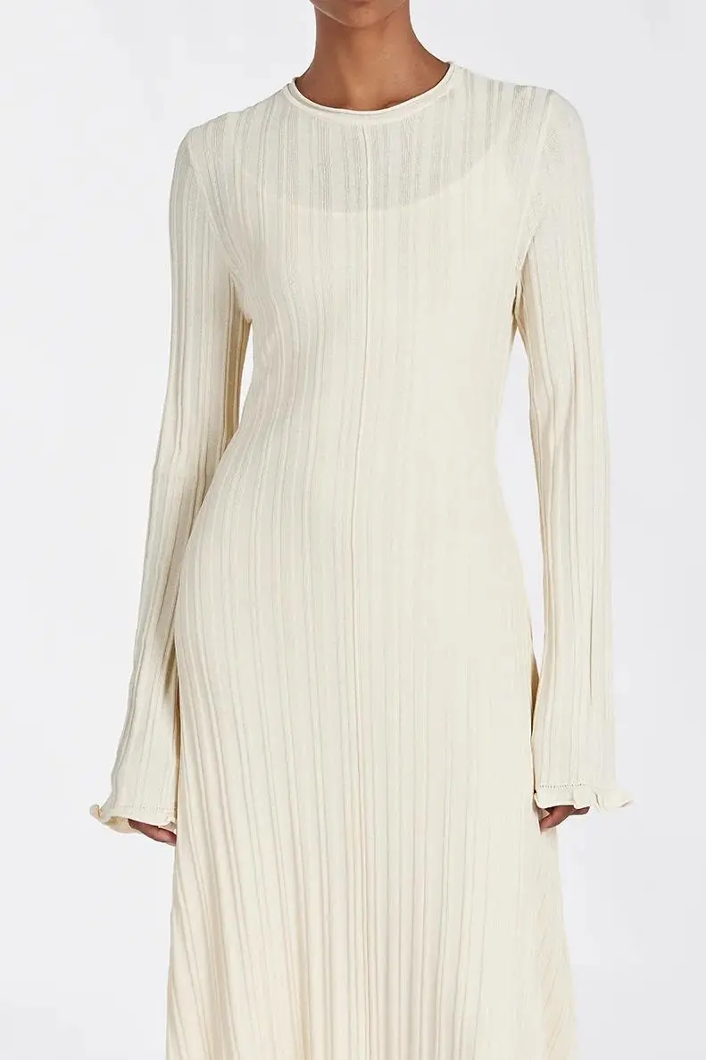 SYLVIA CREAM KNIT MIDI DRESS