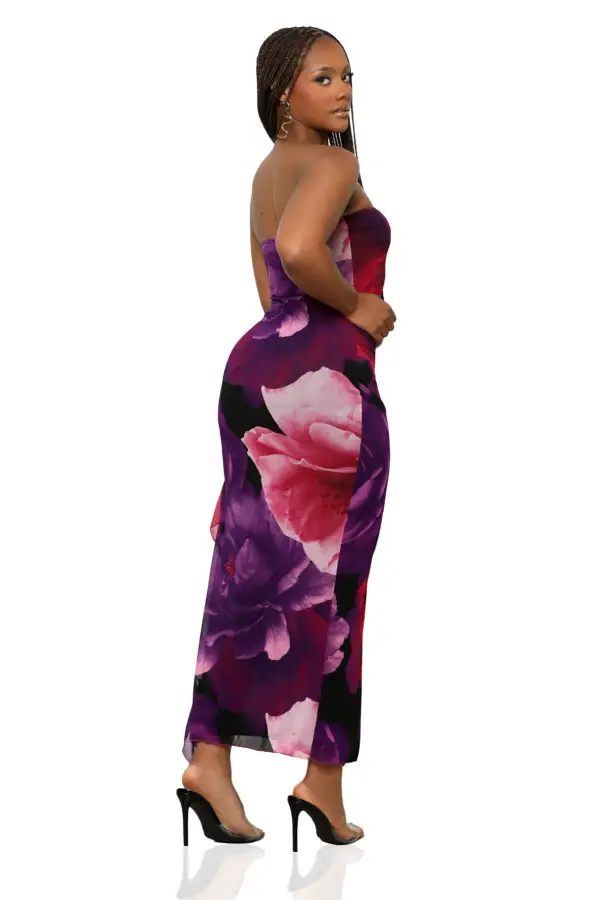 Dark Romance High Slit Dress (Purple Multi)