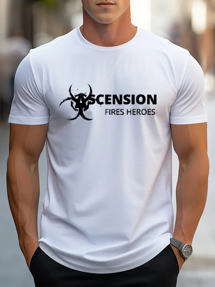 Men'S Ascension Fires Heroes Pure Cotton Round-Neck Short-Sleeved T-Shirt