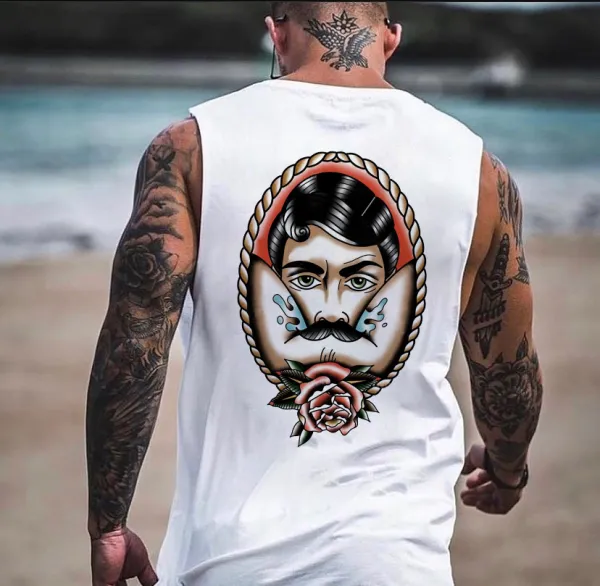 Bearded Man Print Men's Vest