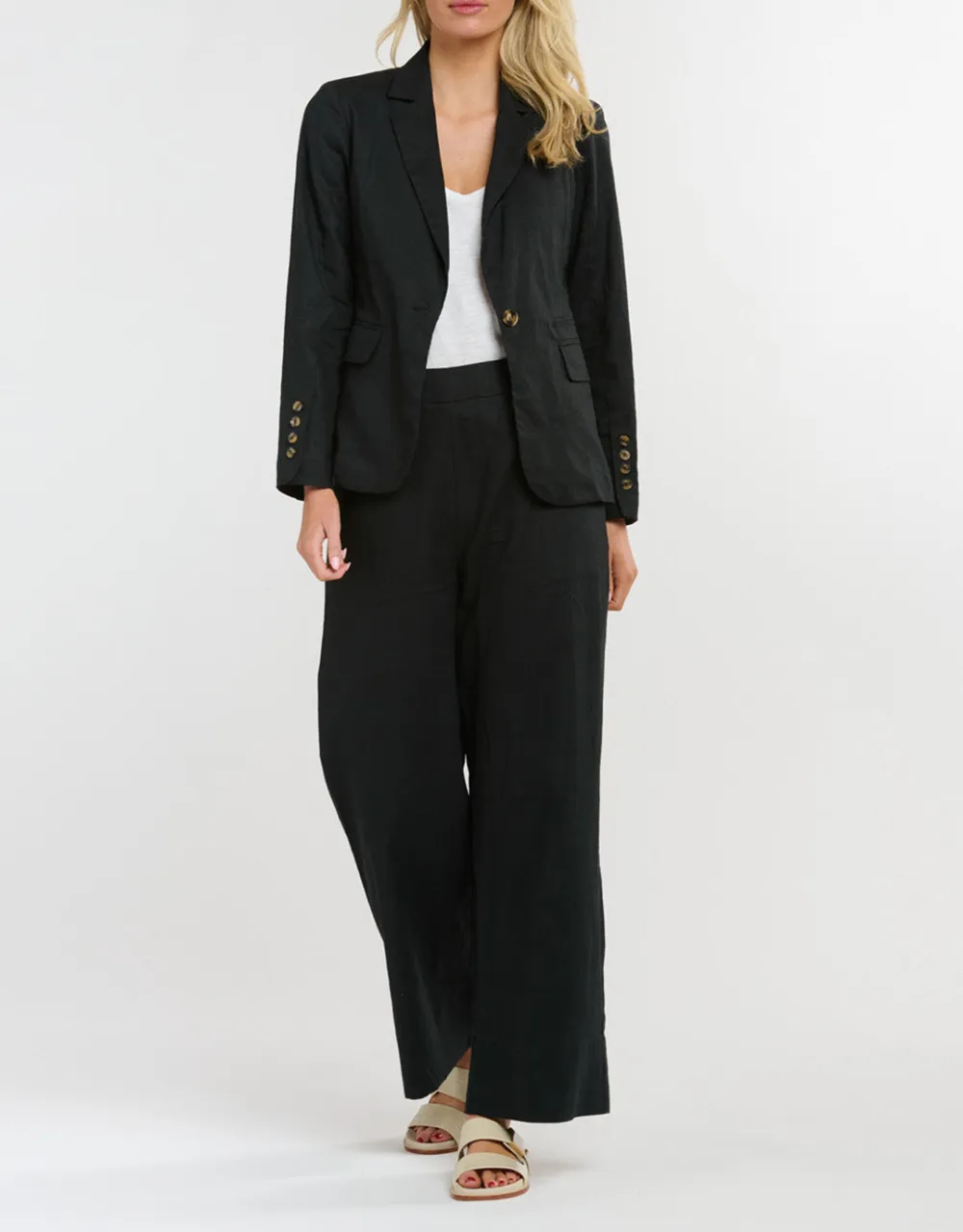 Portofino Linen Blazer - Black