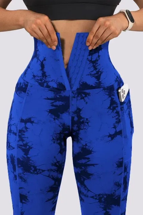 Tie Dye Pocket Side Cincher Sports Leggings