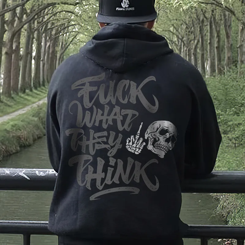 Fuck What They Think And Punk Skull Printed Mens Hoodies