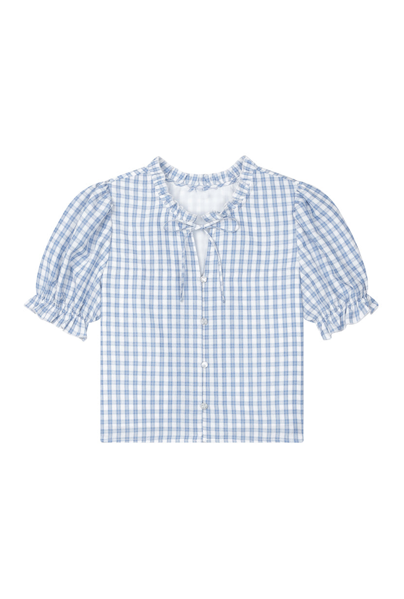 Earline Top - Blue Gingham