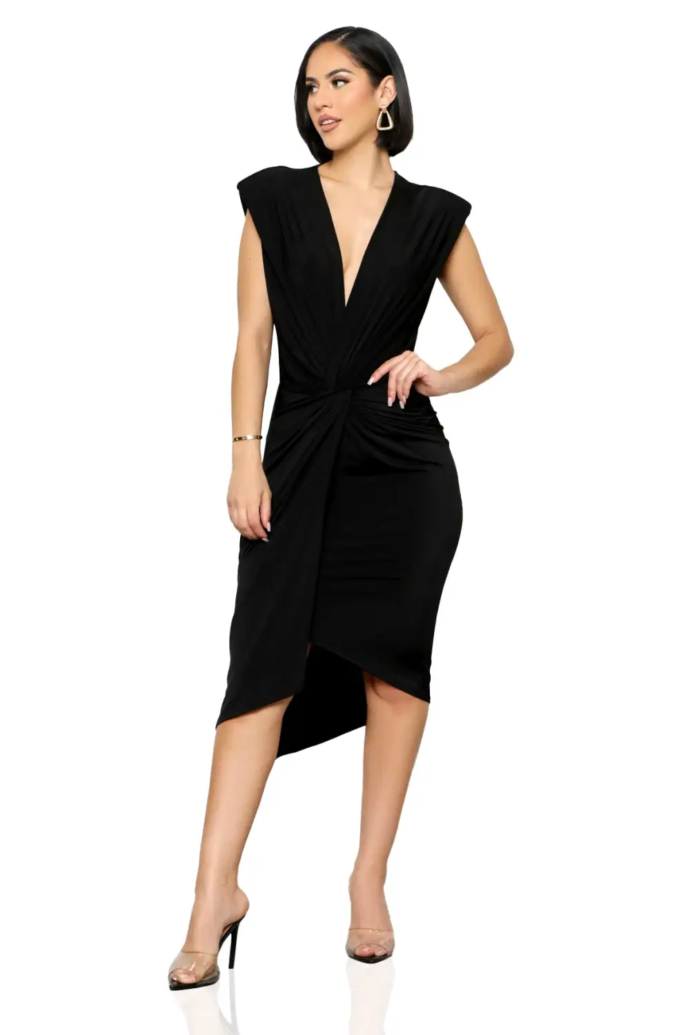 Out For The Night Midi Dress (Black)-FINAL SALE