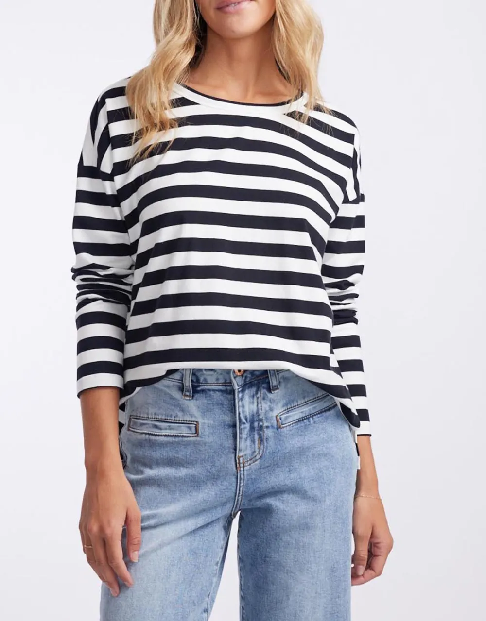 Relaxed Long Sleeve T-Shirt - Frenchie Stripe