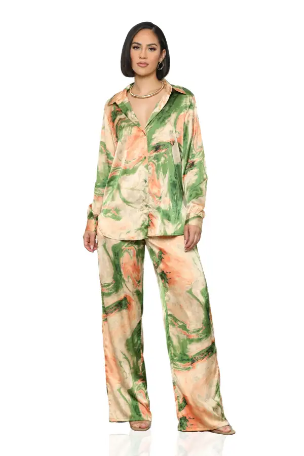 Desert Nights Pants Set (Green Multi)-FINAL SALE