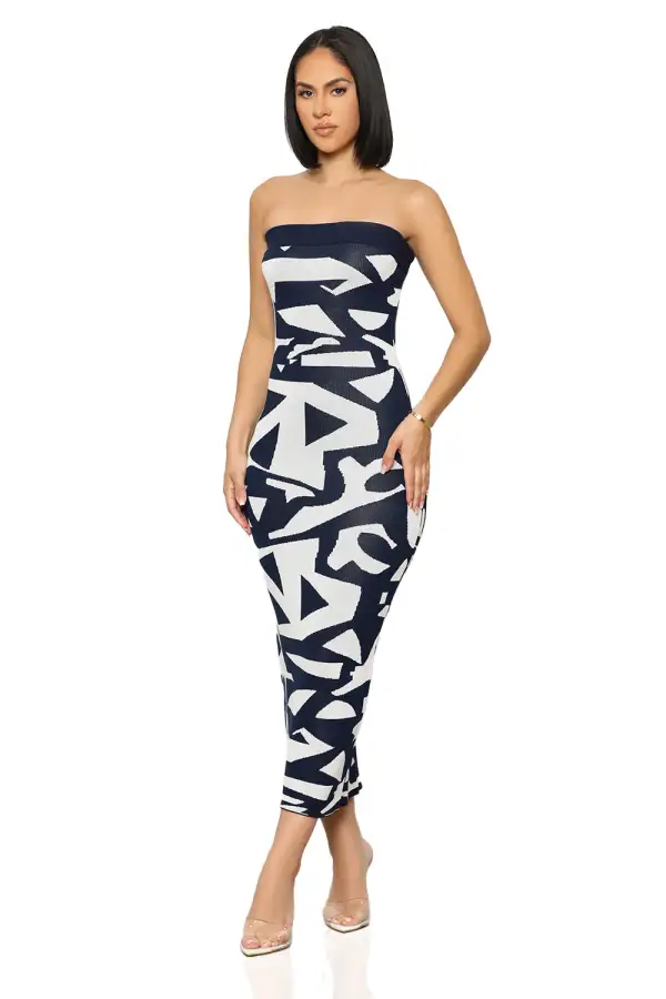 Origami Tube Dress (Navy)