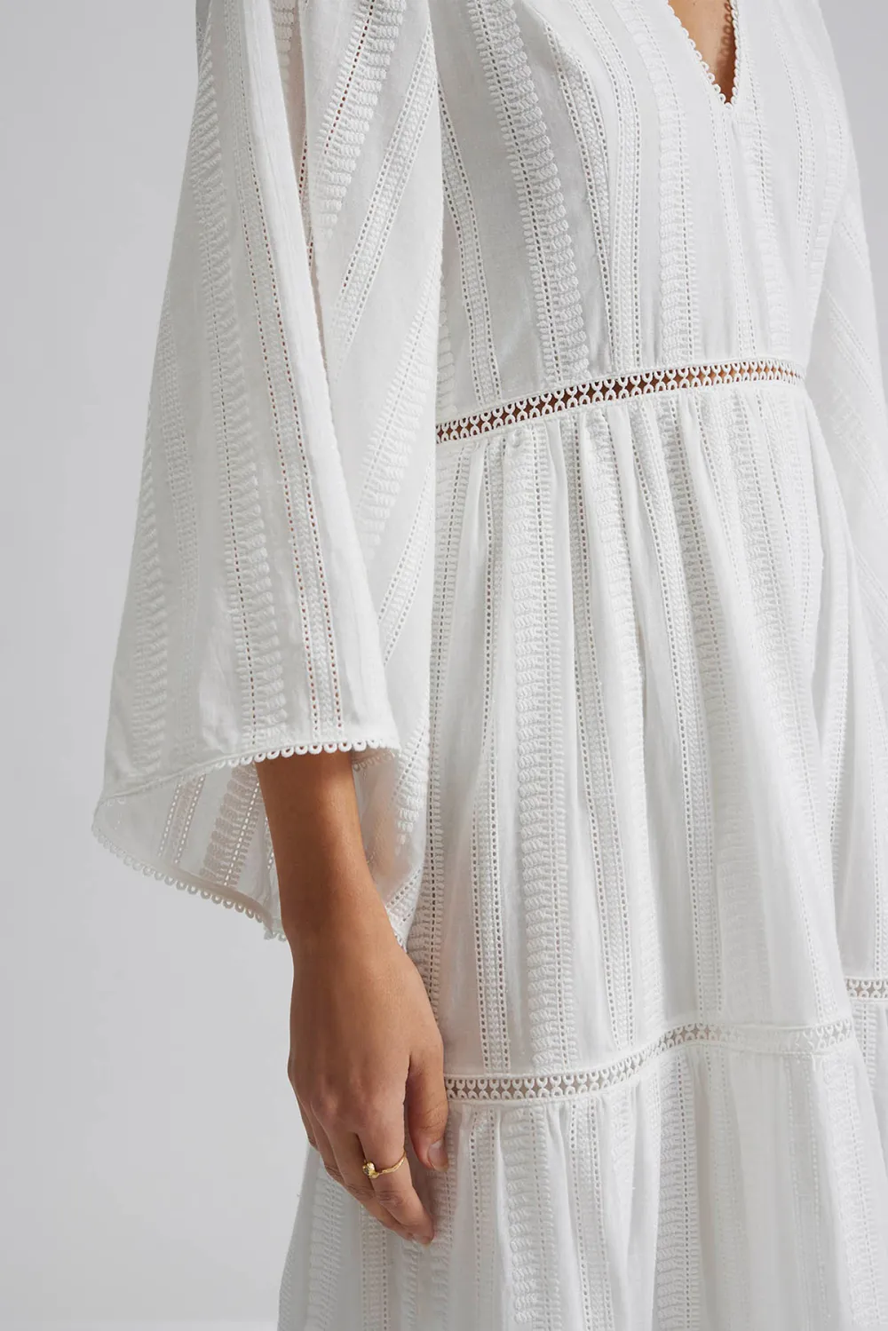 V Neck Tiered Chiffon Maxi Dress