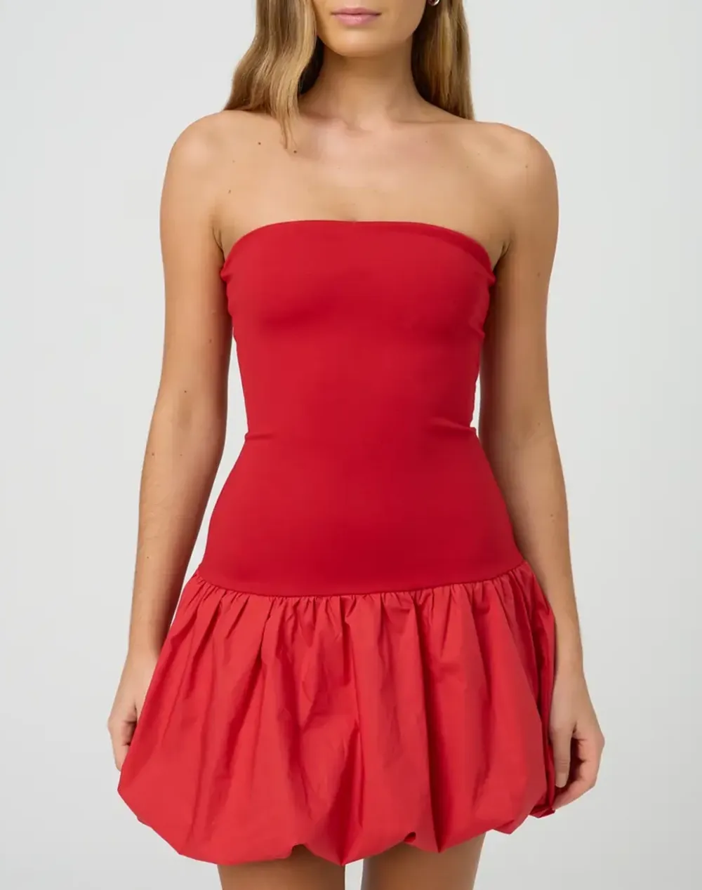 Strapless Bubble Hem Mini Dress