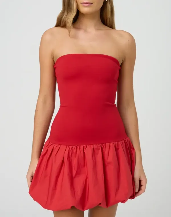 Strapless Bubble Hem Mini Dress