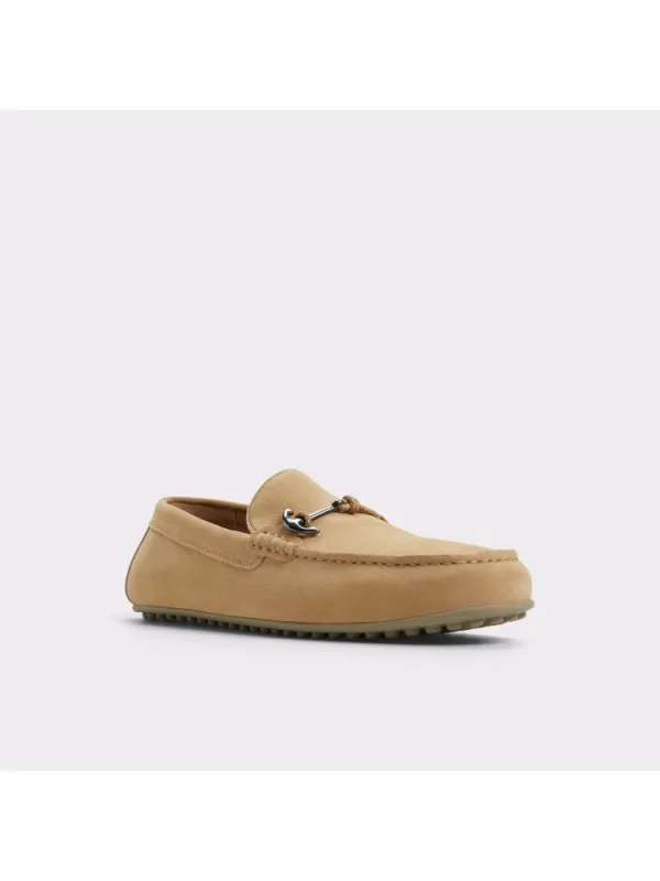 Beige Retro Falt Bottom Suede Leather Shoes
