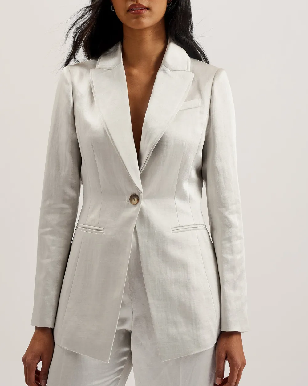 Masaru Single Breasted Tailored Blazer Ivory