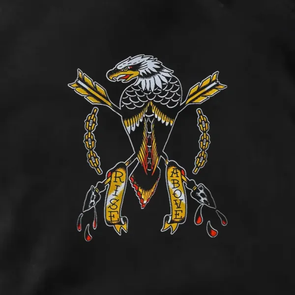 RISE ABOVE Golden Eagle Graphic Casual Black Print Hoodie