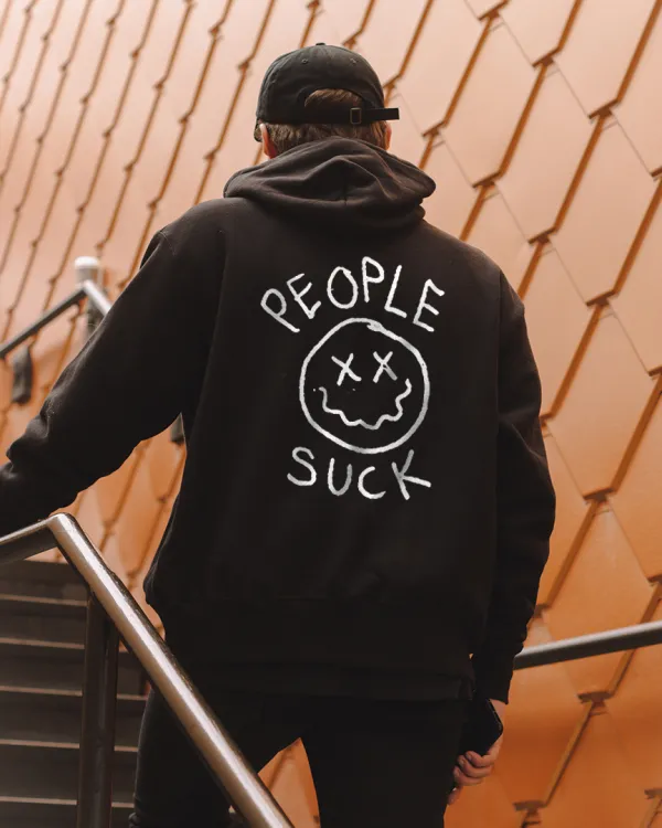 people suck Letter Print Casual Hoodie