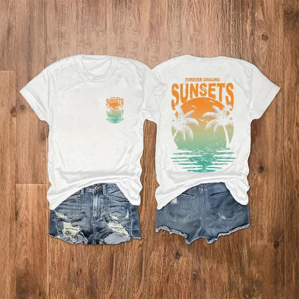 Retro Sunset Rays Wavy T-Shirt