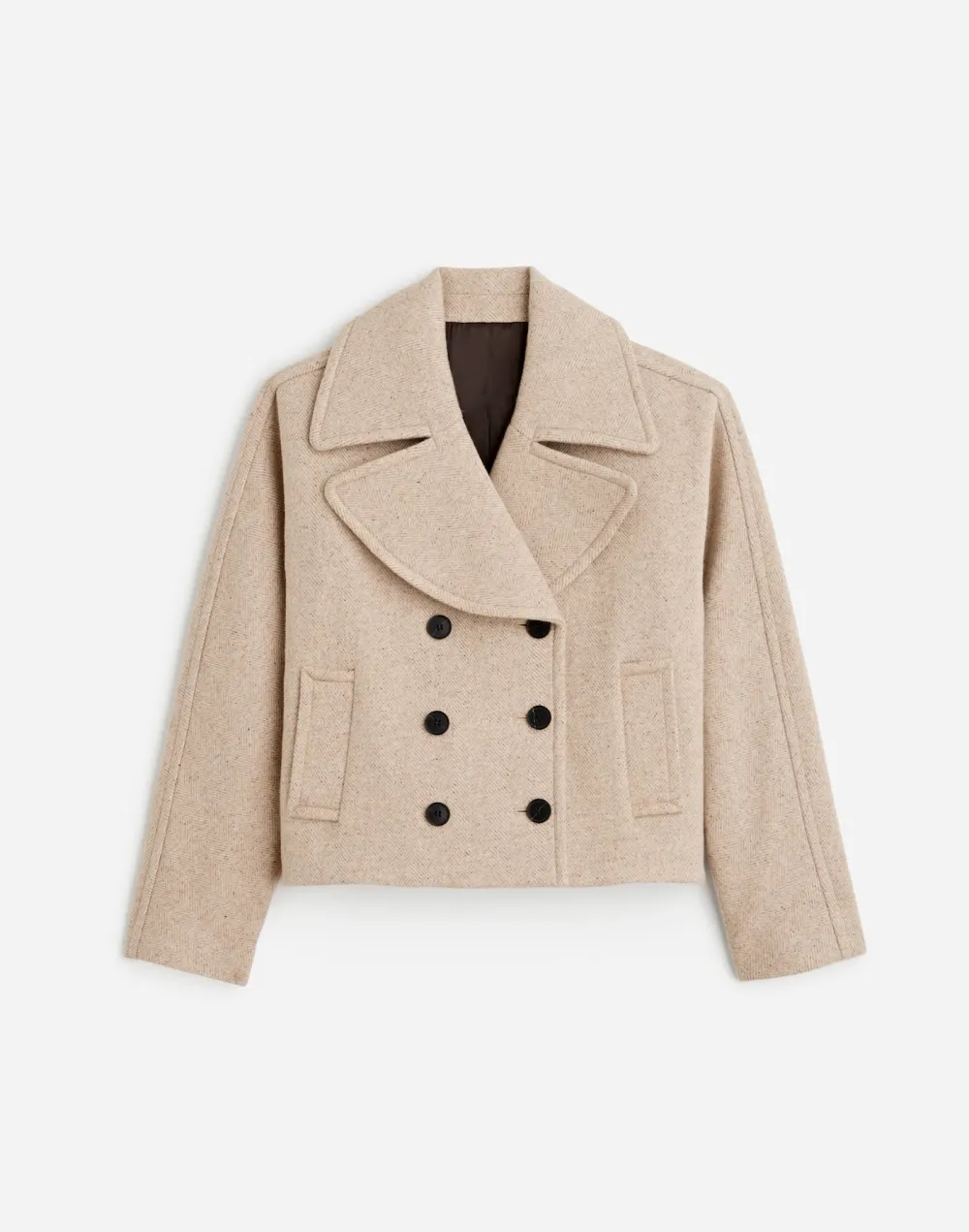 Oversized-Collar Short Peacoat