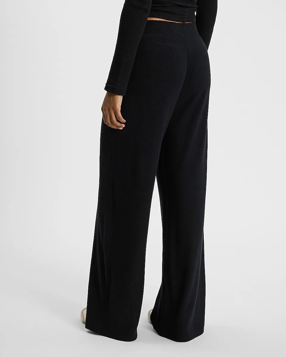 High Waisted Waffle Pull On Wide Leg Pant